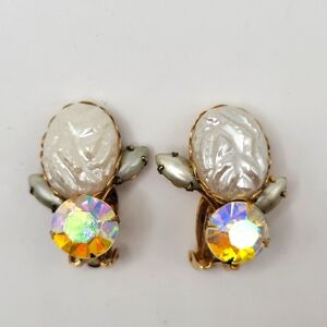 VTG Beau Jewels Earrings | Faux Baroque Pearls, AB Rhinestones | SIGNED